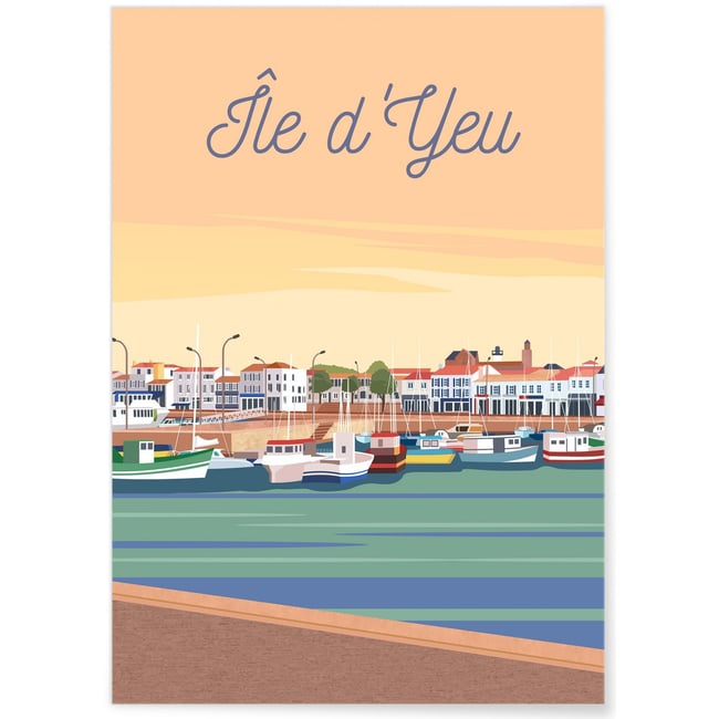 Affiche Île d'Yeu - Port Joinville Couleur blanc <span itemprop=