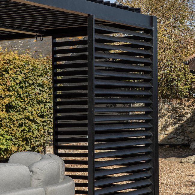 Dorney Small 90cm Metal Pergola Louvre Screen, black, SO'HOME