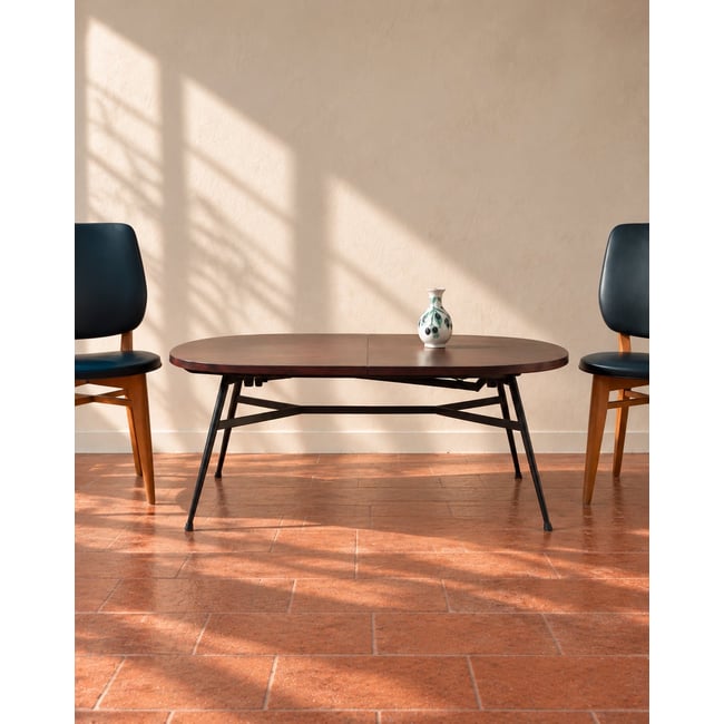 Table basse modulable monte et baisse  Donna N°1108 - Bon état Couleur bois foncé <span itemprop=