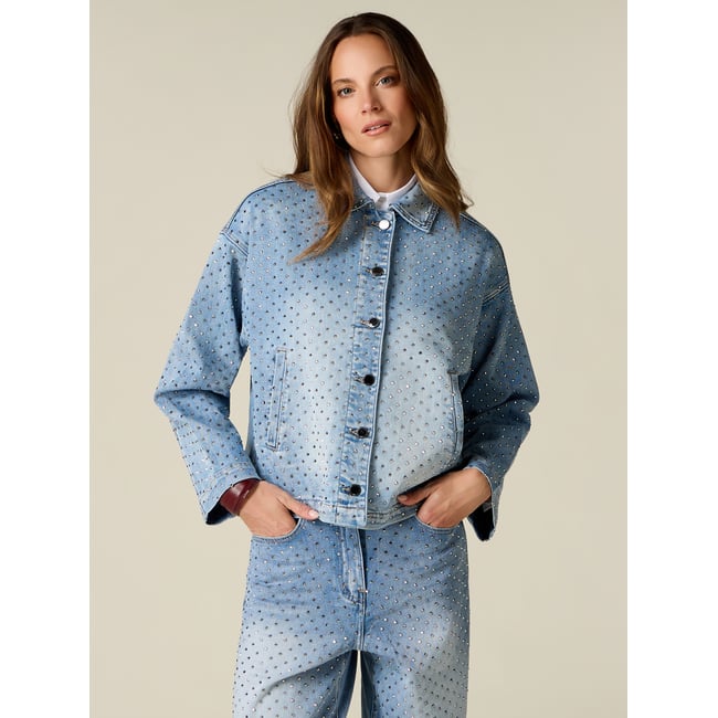 Veste avec cristaux light - blue <span itemprop=