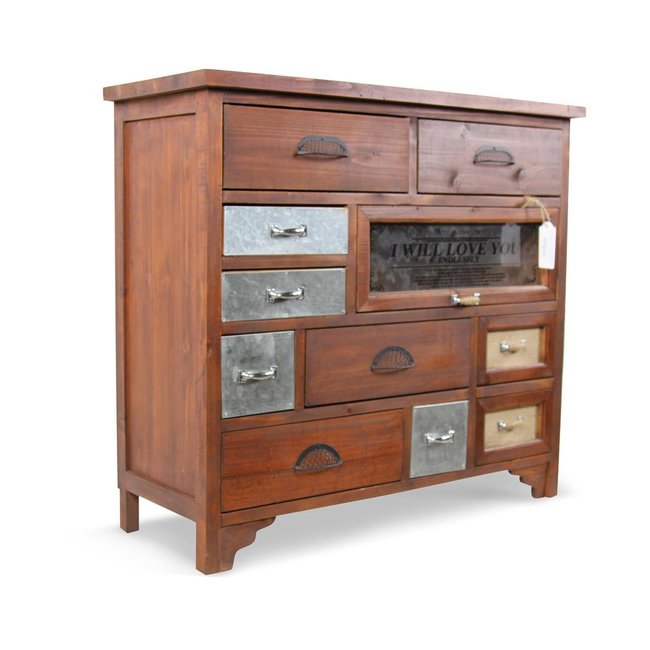 Commode Grainetier 11 Tiroirs Bois 90x34x80cm Couleur marron <span itemprop=