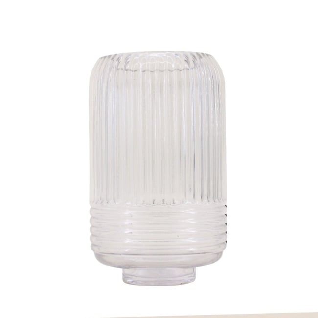 Vase en verre strié, H19cm Couleur transparent <span itemprop=