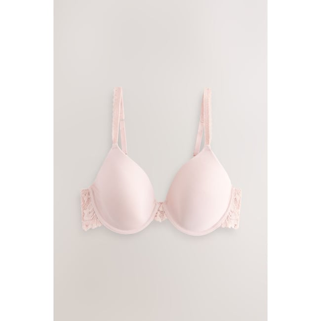Soutien-gorge corbeille rembourré en dentelle rose pâle <span itemprop=