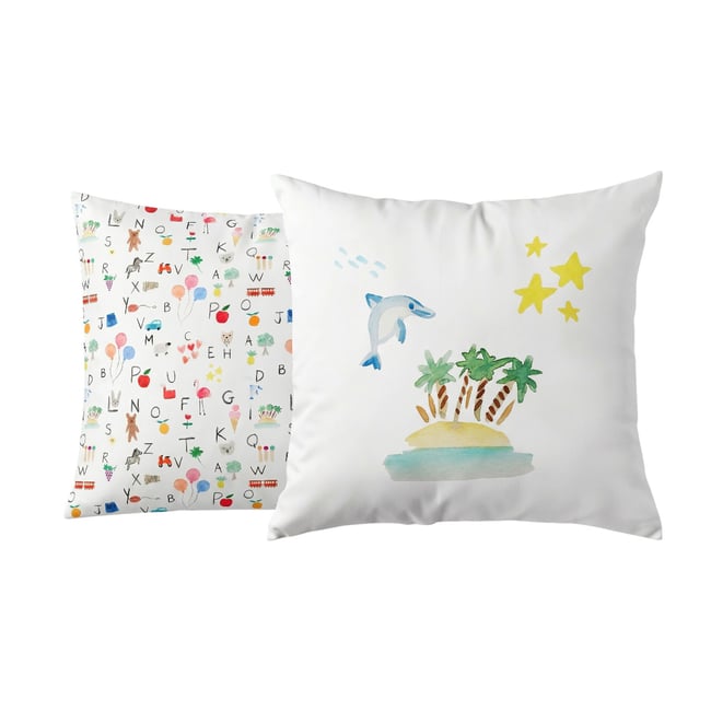 Taie d'oreiller Abécédaire - Percale de coton motifs <span itemprop=