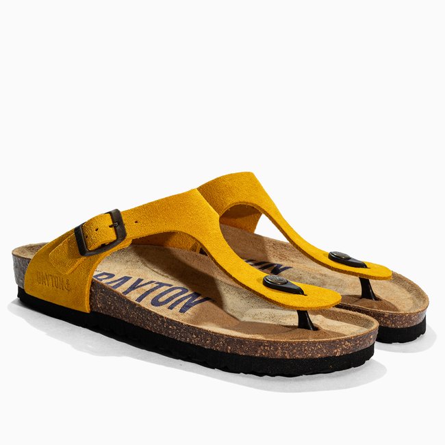 Sandales en cuir suedé MERCURE pour femme jaune <span itemprop=