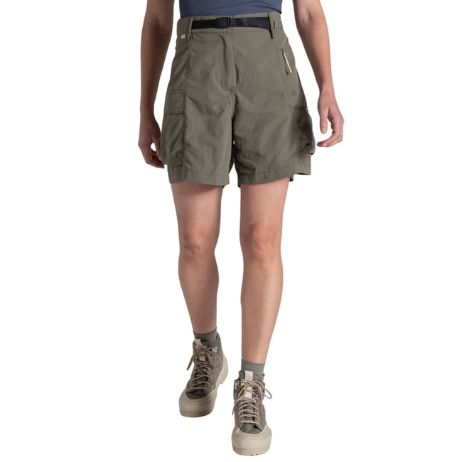 Short à poches et ceinture intégrée MEDINA marron gris <span itemprop=
