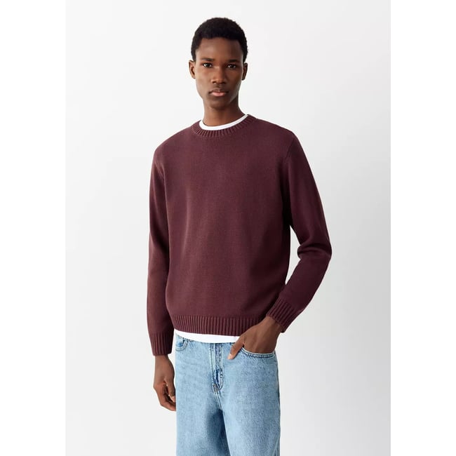 Pull en maille moyenne bordeaux <span itemprop=