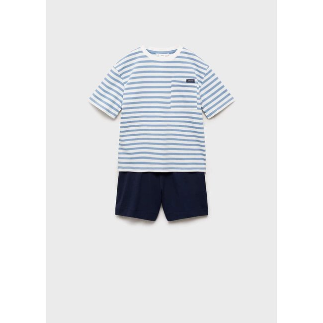 Pyjama court rayures bleu <span itemprop=