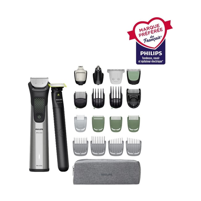 Tondeuse multi usages MG9557/15 Series 9000, 27 hauteurs de coupe, précision 0,2 mm, autonomie 120 mn - PHILIPS