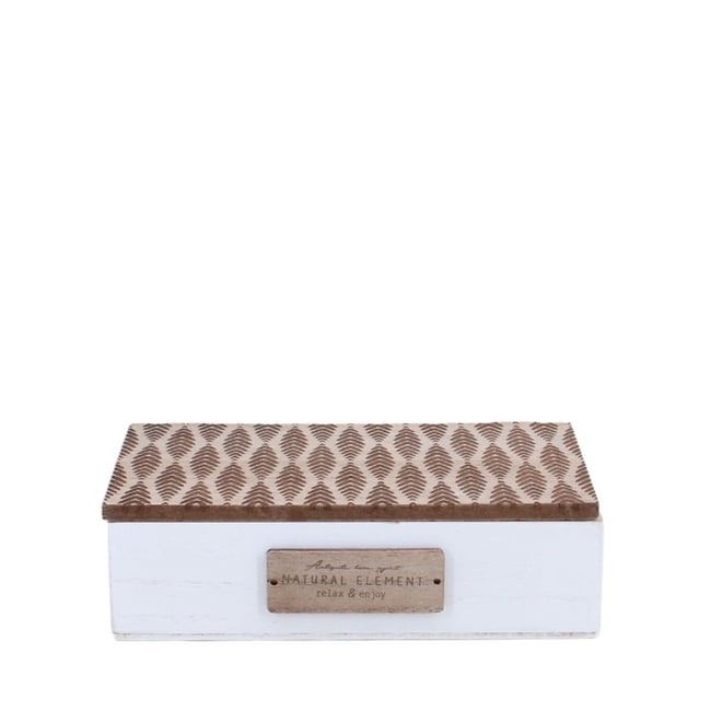 Boite de rangement en bois 22x12cm Couleur blanc <span itemprop=