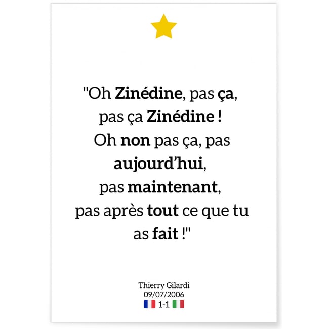 Affiche 'Oh Zinédine, pas ça...' Couleur blanc <span itemprop=