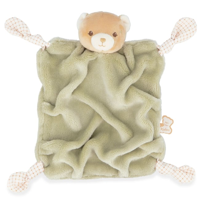 Doudou plat vert, beige, blanc <span itemprop=