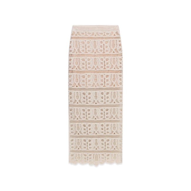 Jupe Midi En Coton beige <span itemprop=