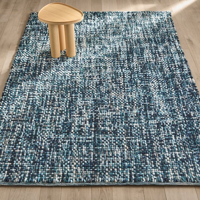 Teppich Mutanya, handgewebt, Wolle blau AM.PM