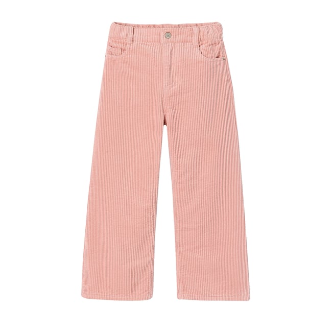 Pantalon large velours rose poudré <span itemprop=
