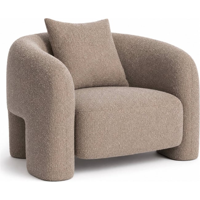 Fauteuil lounge en tissu texturé Couleur moka chunky <span itemprop=