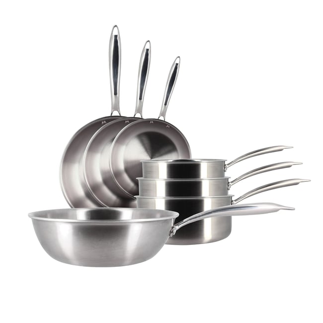 Batterie de cuisine 7 pièces en acier inoxydable, TRIPLY inox <span itemprop=