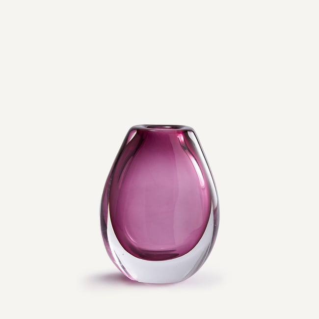Vase en verre soufflé bouche, H20 cm, Myra Couleur grenat <span itemprop=