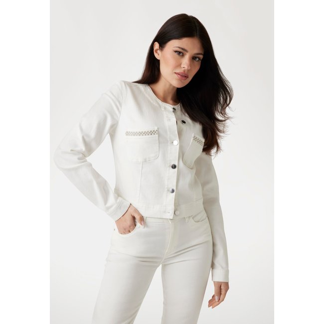 Veste Jean Stretch blanc <span itemprop=