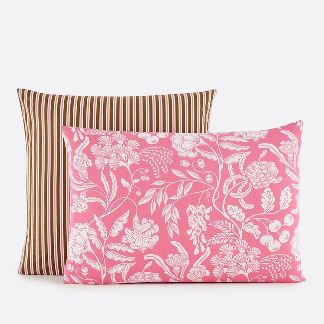 Fronha de almofada em algodão, Linda estampado fundo rosa <span itemprop=