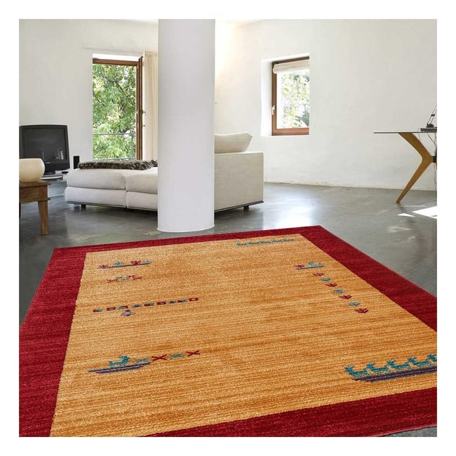 Tapis salon et chambre tissé motif simple CHOBAY 7 Couleur beige <span itemprop=
