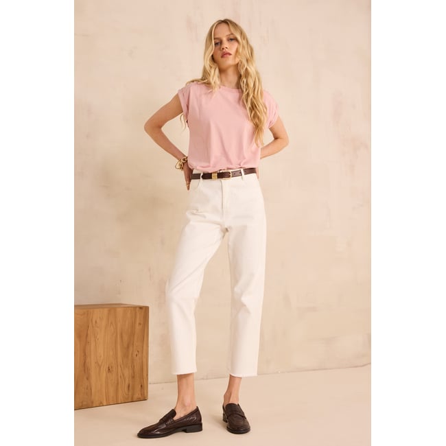 Jean slim et cropped en coton mélangé PATIENCE blanc <span itemprop=