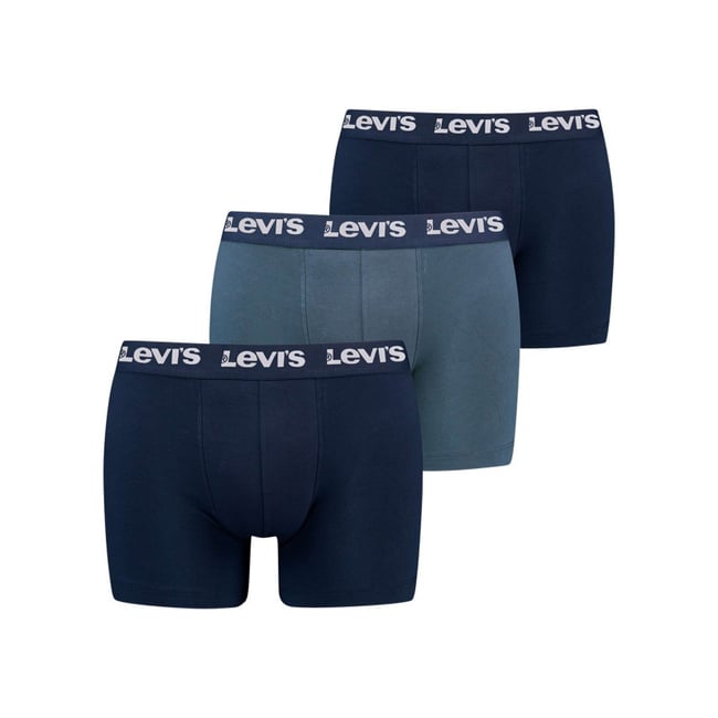 Lot de 3 boxers courts bleus en coton avec ceinture élastiquée - LEVI'S