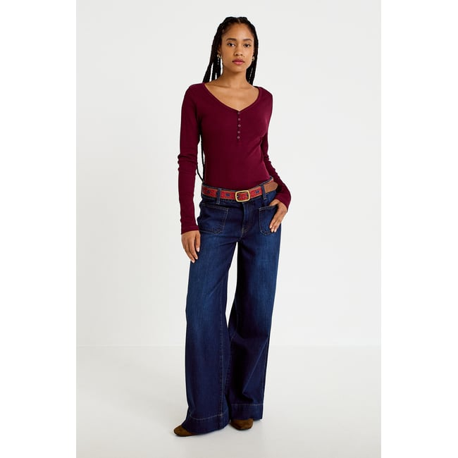 Jean bootcut ceinture amovible denim brut <span itemprop=