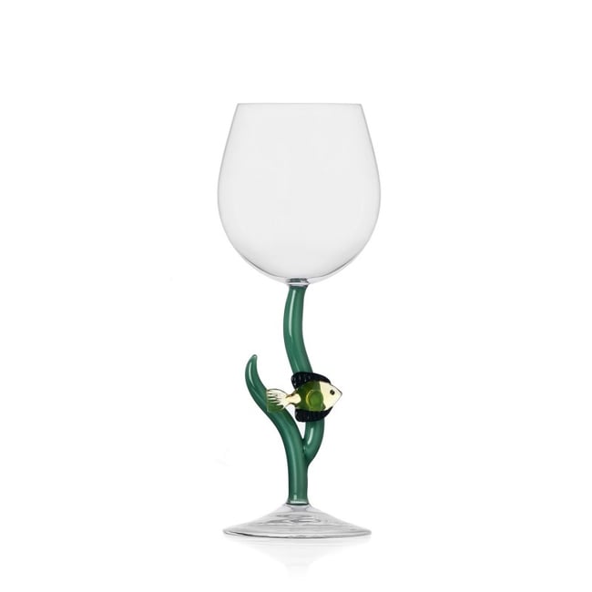 Verre à pied poisson  MARINE GARDEN amber fish Couleur multicolore <span itemprop=