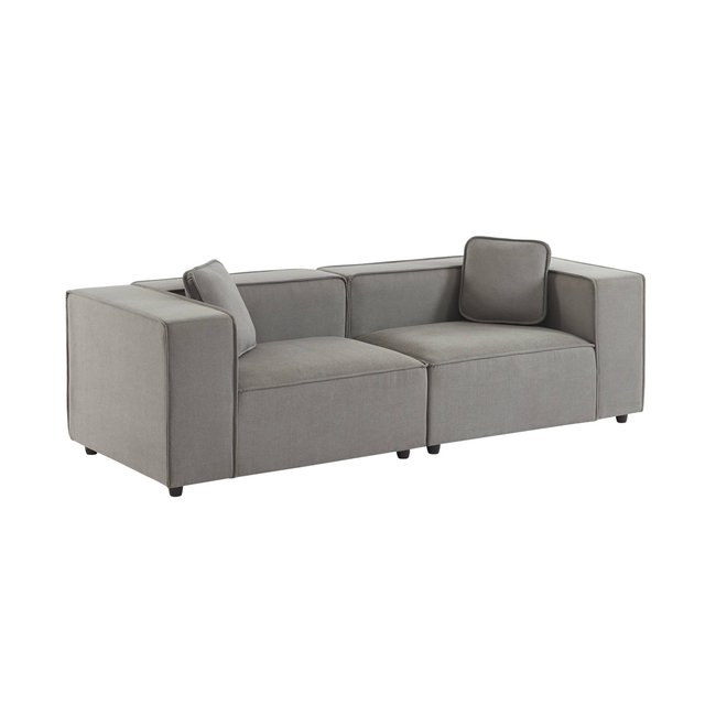 Canapé modulable 2 places tissu déperlant SENSE Couleur gris clair <span itemprop=