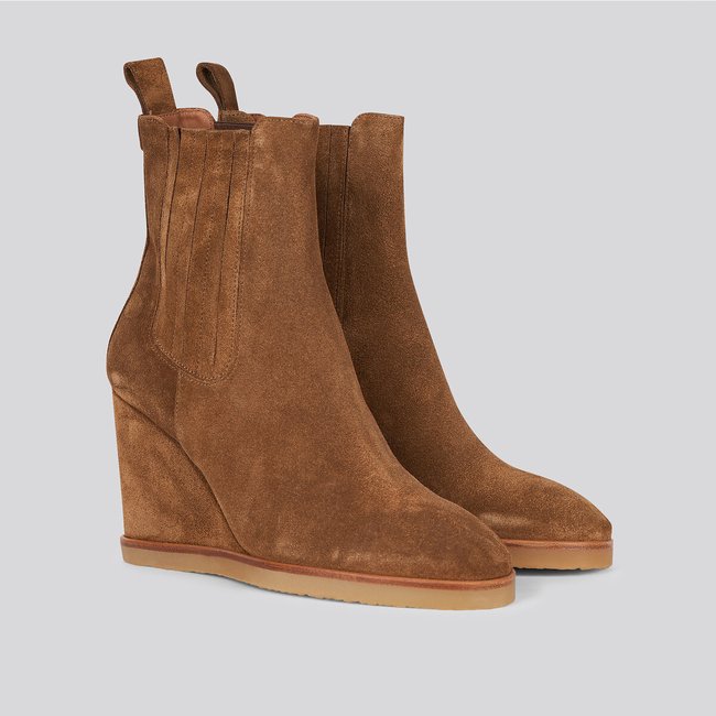Bottines en cuir talon compense marron Anthology Paris La Redoute