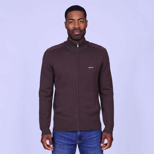 Cardigan Henrry marron <span itemprop=