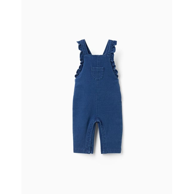 Salopette en jean avec bretelles à volants bleu <span itemprop=