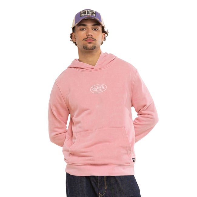 Hoodie coton MATTIA rose clair/blanc <span itemprop=