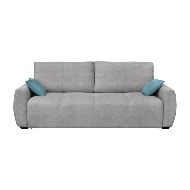 Canapé convertible 3 places avec coffre et matelas ressort L246 cm - ALBA Couleur gris <span itemprop=