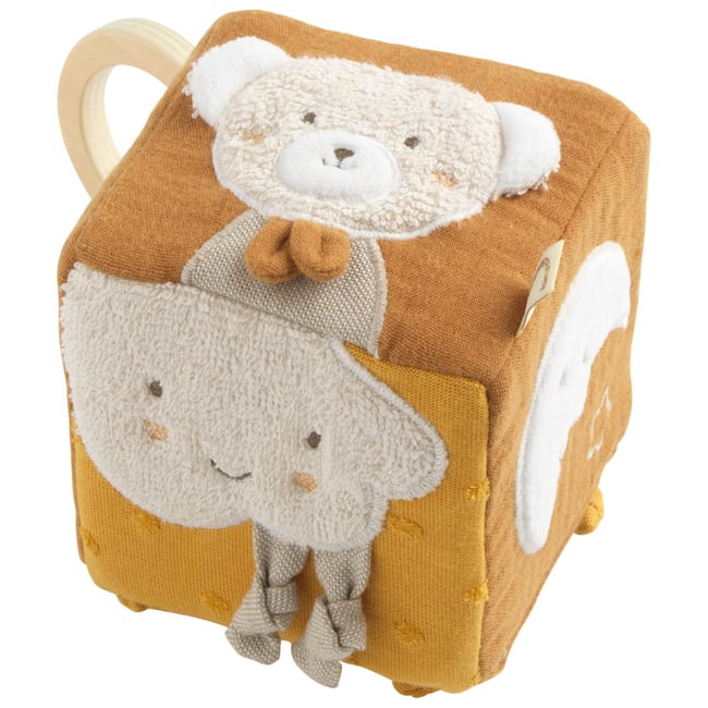 Cube d'activités jaune, écru, beige <span itemprop=