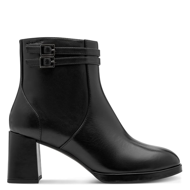 Bottine en cuir noir <span itemprop=