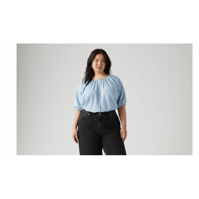 Blouse denim manches courtes dazed light stone <span itemprop=