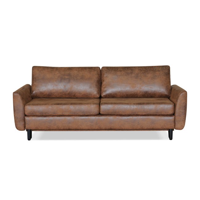 Canapé Convertible en Microfibre 3 places - DAN Couleur marron <span itemprop=
