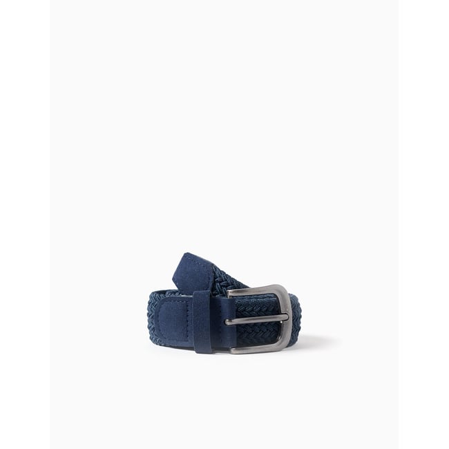 Ceinture tressée avec détails en suédine bleu <span itemprop=
