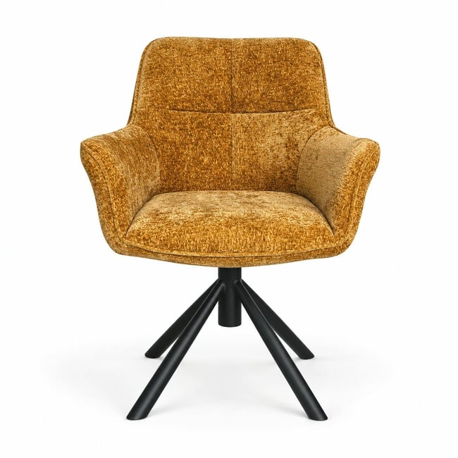Fauteuil de table pivotant tissu moutarde (lot de 2) IENA Couleur moutarde <span itemprop=