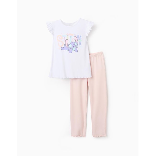 Pyjama en Coton Interlock 'Lilo et Stitch' blanc <span itemprop=
