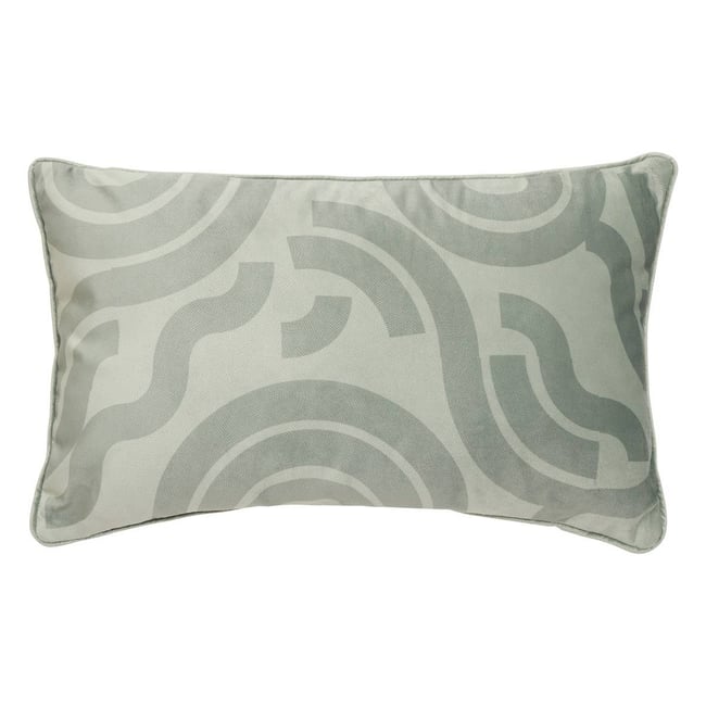 Coussin rectangulaire en velours imprimé LILOU vert céladon <span itemprop=