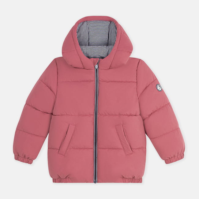 Chaqueta acolchada con capucha rosa palo <span itemprop=