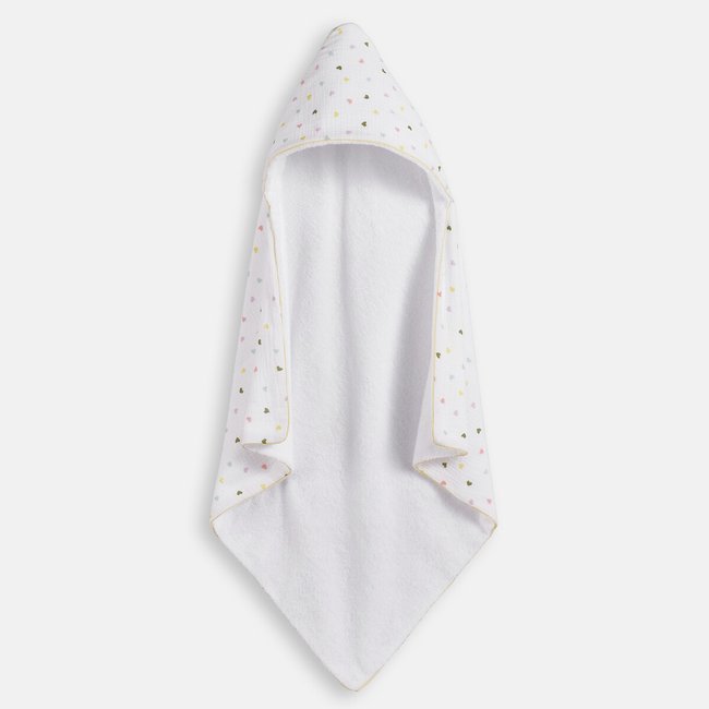 Scacco 380g Cotton Muslin/Bouclé Towelling Bath Cape, heart print, LA REDOUTE INTERIEURS