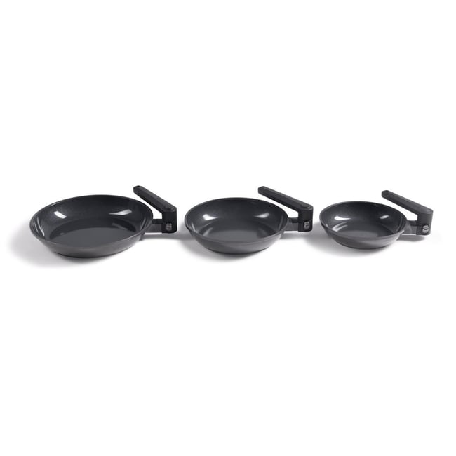 Set de 3 poêles 20/24/28 cm avec manches repliables - Transformer - LAGUIOLE CUISSON