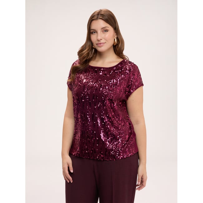 T-shirt à paillettes burgundy <span itemprop=