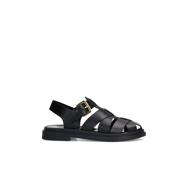 Sandales en cuir noir <span itemprop=