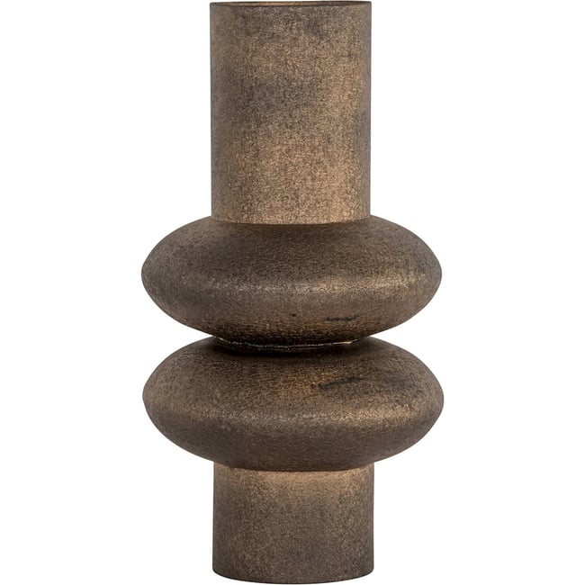 Vase décoratif en fer forme organique Couleur doré patiné effet bronze <span itemprop=