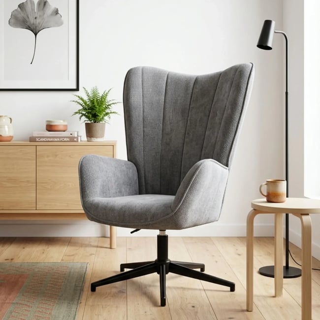 Fauteuil de salon pivotant en tissu à accoudoirs dossier haut - IGOR - HELLIN, DEPUIS 1862
